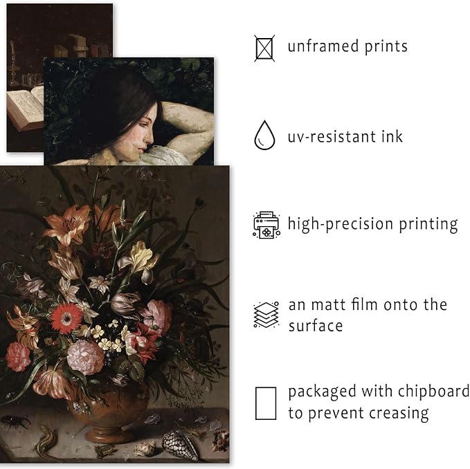 16 PCS Dark Academia Room Decor, Gothic Home Decor, Moody Wall Art Prints for Bedroom, Witchy Posters for Room Aesthetic, Wall Collage Kit Pictures for Living Room, Halloween Dorm Gallery Decor