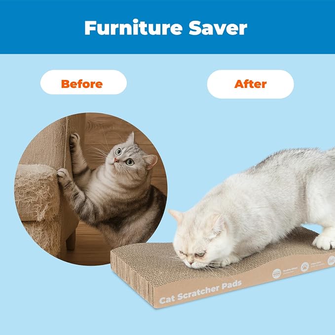 Best Pet Supplies Catify Cat Scratcher Pads - Wave, 2-Pack | Corrugated Cardboard, Double Sided Cat Scratching Pad, Indoor Furniture Protector, Durable, For Kittens and Cats,