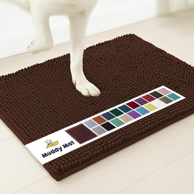 Muddy Mat® | Super Water Absorbent Door Mat Indoor, Microfiber Quick Dry Chenille Entryway Rug, Slip Resistant Front Door Mat, Indoor Mats for Entryway,Machine Washable Pet Rug, Choco Brown 5ft x 7ft