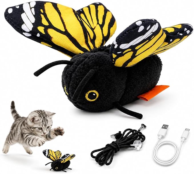 Smart Sensing Flapping Butterfly Toy - Cat Interactive Toys (Yellow)
