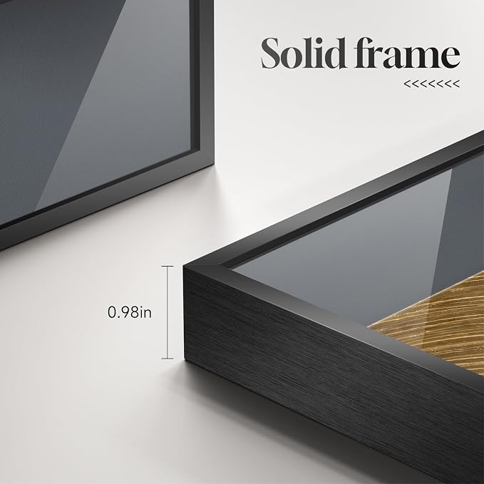 Large Framed Modern Elegant Wall Art for Living Room, 3 Piece 24x36 In | Black gold luxuery wall prints, Abstract geometric paintings, Crystal wall art for bedroom dining room office hallway