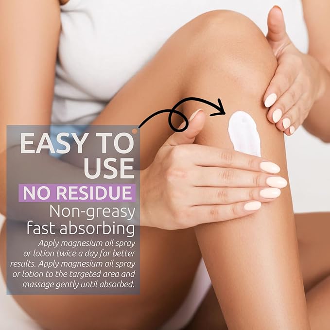 Pure Magnesium Oil Spray & Lotion Duo, Topical Magnesium Oil Lotion for Feet, Skin & Body, Easy to Absorb and Use, Women & Men