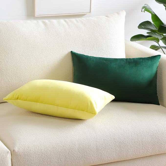 Artscope Luxury Velvet Pillow Covers Super Soft Decorative Square Throw Pillow Covers Case Cushion Covers for Sofa Couch Bedroom Car Decor 12x20 Inch Army Green
