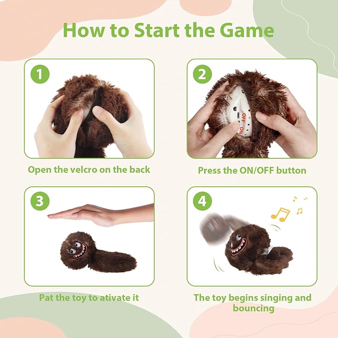 PETGEEK Upgraded Vibrating Squeaky Dog Ball, Rechargeable 900mAh, Brown