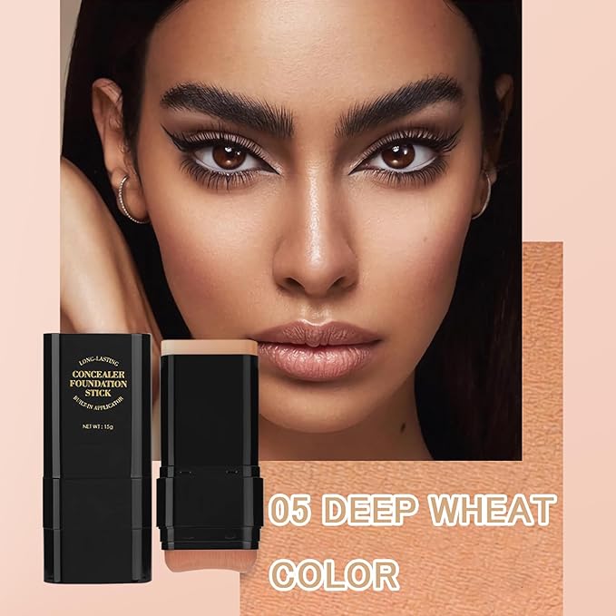 Concealer Foundation Stick, 2 in 1 Dual-Ended Long-Lasting Concealer Stick with Brush, Full Coverage for Beauty Face Makeup