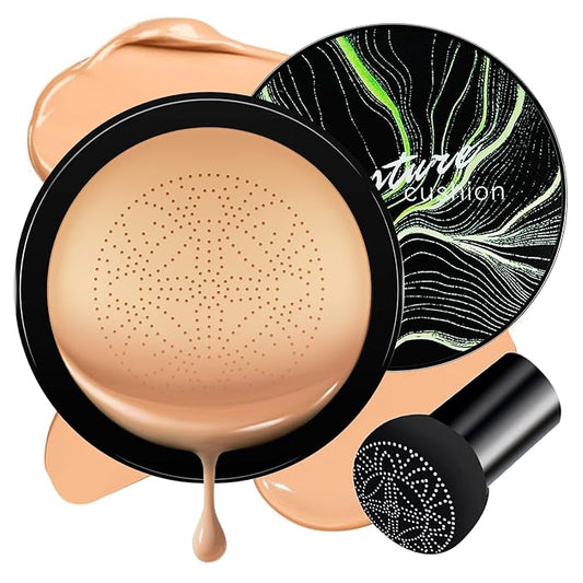 Air Cushion CC Cream Foundation - Mushroom Head BB Cream Face Makeup Moisturizing Concealer Brighten Long-Lasting, Even Skin Tone for All Skin Types (Medium Deep, 1 PCS)