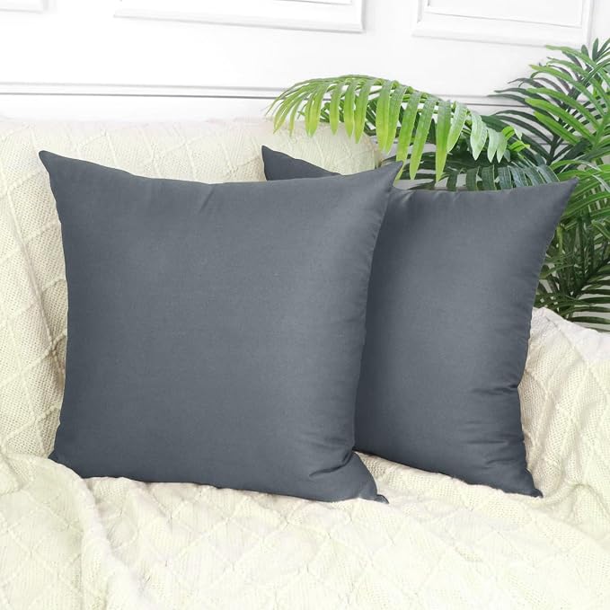 Thmyo 4-Pack 100% Cotton Comfortable Solid Decorative Throw Pillow Case, Square Cushion Cover Pillowcase Sublimation Blank Pillow Covers DIY Throw Pillowcase for Couch(22x22 inch/ 55x55cm, Dark Grey)
