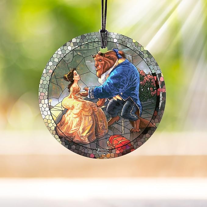Disney - Beauty and The Beast - 3.5” Starfire Prints Hanging Glass Print Accessory – Light Catching Hanging Accessory – Ideal for Gifting and Collecting SPCIR684