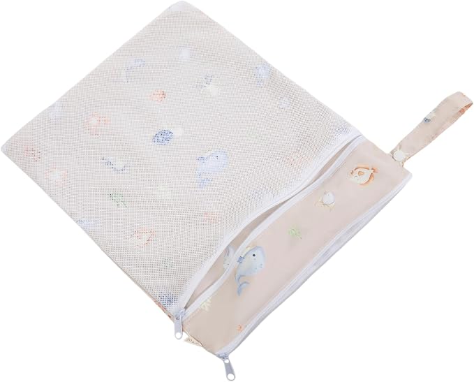 Ali+Oli Water Resistant Dual-Compartment Wet-Dry Bag for Travel, Hook to Stroller, Daycare, Diapers, Diaper Bag, Clutch Bag,15x12 inches (Undersea)