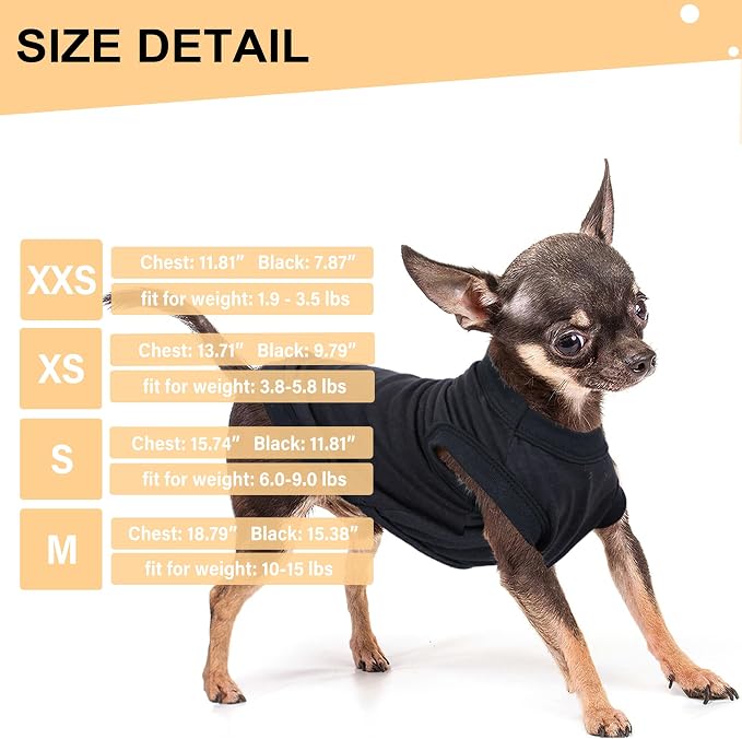 2-Pack Dog Shirts Summer Dog Clothes for Small Medium Dogs Boy, Teacup, Chihuahua, Yorkie, Pug and Cats, Solid Color Pet Tshirts Puppy Clothes, XS, Black+ Grey