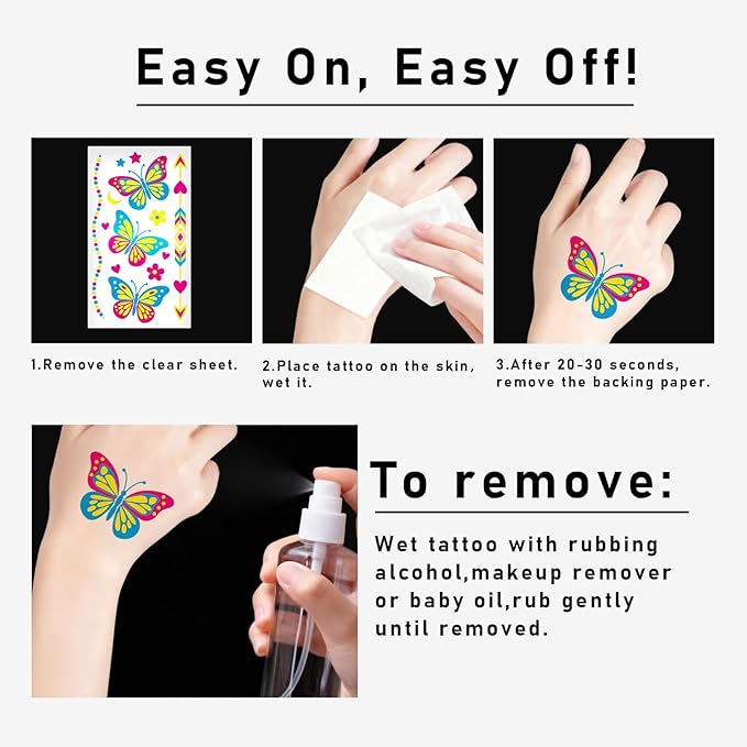 Glow in the Dark Party Supplies Temporary Tattoos 192+ PCS, Neon UV Blacklight Reactive Face Tattoos for for Party Supplies, Fluorescent Henna Flower Temporary Tattoos for Adults, Teens