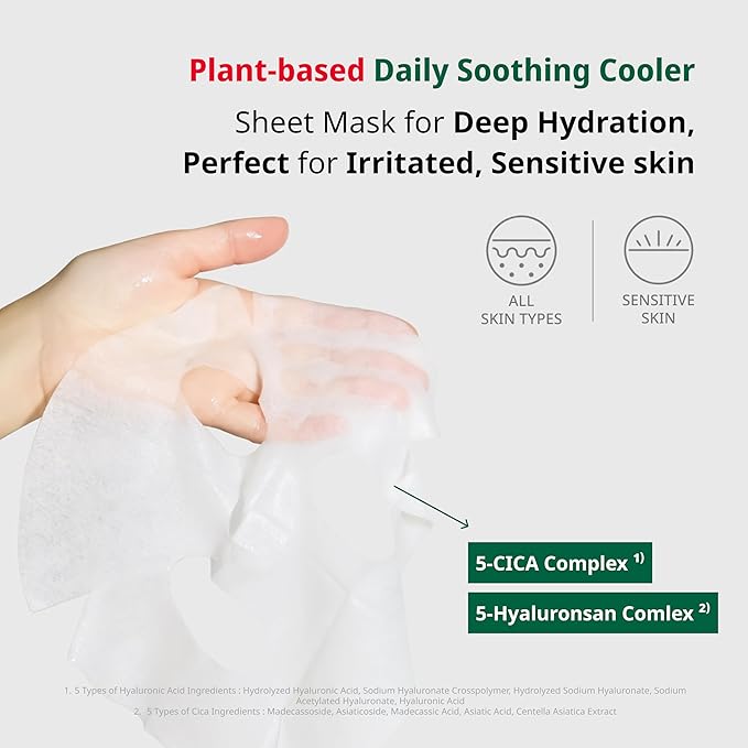 Dr.G Red Blemish Daily Cool Soothing Korean Face Mask - Deep Hydration for Irritated, Sensitive Skin - Face Masks Skincare Korean, Korean Sheet Mask, Korean Skin Care Mask, K Beauty - Pack of 10