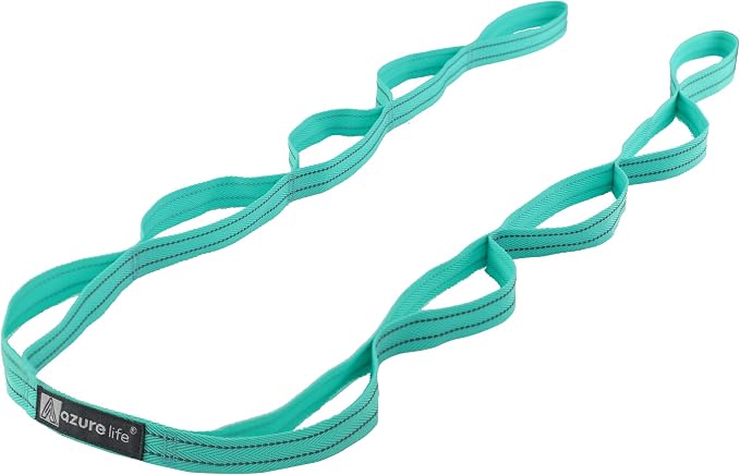A AZURELIFE Premium Durable Stretch Straps with Loops, Stretching Strap for Physical Therapy, Multi-Loop Yoga Strap Fitness Exercise Strap for Yoga, Pilates, Dance, Flexibility&Exercise