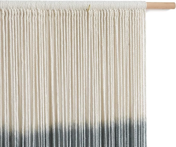 Macrame Wall Hanging Grey Dip Dye Large Boho Fiber Wall Art Decor 57"W*35"L | Neutral Wall Hanging, Handmade Yarn Art, Textured Fiber Decor, for Bedroom Wall Accent, Farmhouse Interior Style
