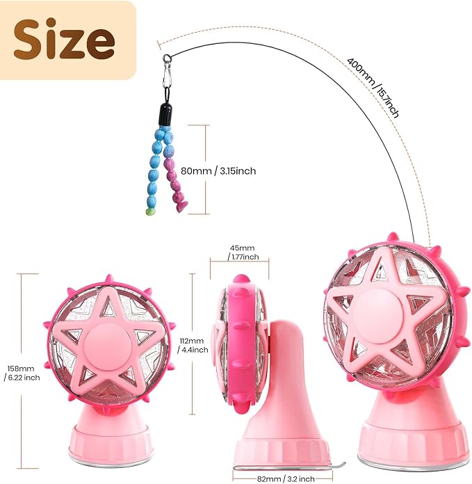 2in-1 Cat Slow Feeder and Interactive Cat Puzzle Toy,Ferris Wheel Treat Dispenser with Strong Suction Cup Base and Adjustable Food Leakage Holes,Food-Grade BPA-Free PP Cat Toys (Pink)