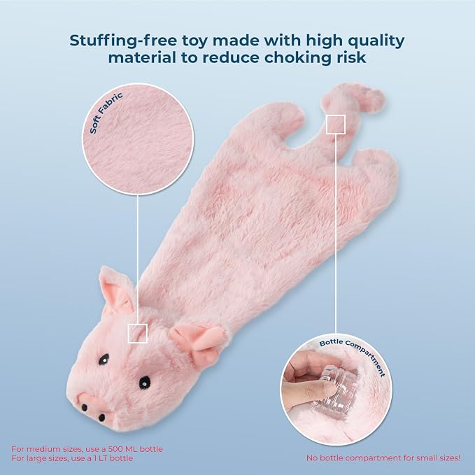Best Pet Supplies 2-in-1 Stuffless Squeaky Dog Toy - Pig, Small | No-Stuffing, 2 Built-in Squeaker, No Mess, Soft, Interactive Indoor & Outdoor Play, Lightweight, Perfect for Moderate Chewer