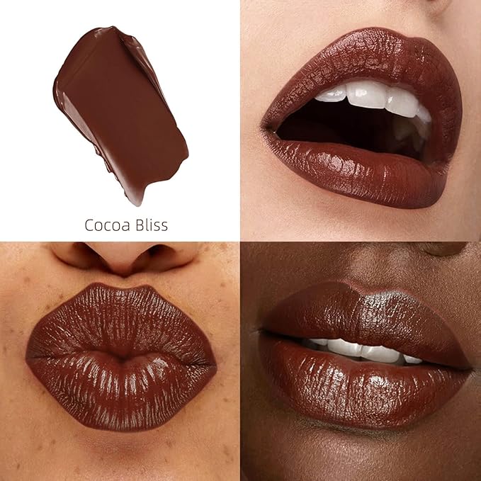 2-Pack Moisturizing Classic Red & Cocoa Lipstick Set – Hydrating Creamy Lip Color for Dry, Cracked Lips, Weightless Glossy Lip Balm with Vitamin E, Long Lasting Vegan Lipstick