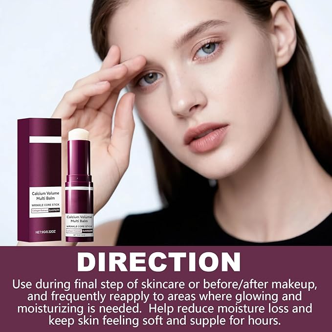 KUNAL 2 PCS Calcium Volume Multi Balm with 1 Brush, Calcium Balm Stick Hydrating, Firming Skin, Reduce Fine Lines Collagen Stick for Face, Eyes, Neck