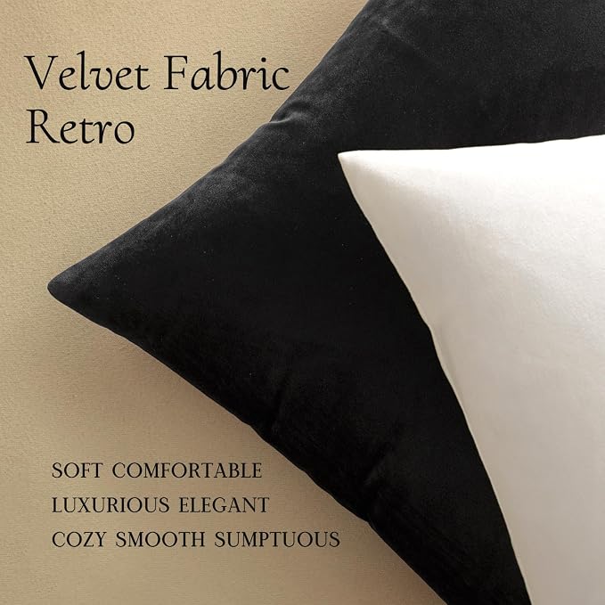 MIULEE Velvet Throw Pillow Covers 16x16 Inch Pack of 2 Black | Soft Solid Small Decorative Pillow Covers, Modern Luxury Home Decor, for Couch Chair Sofa Bedroom Livingroom Car