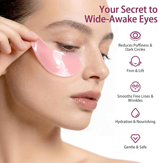 Under Eye Patches Brightening Cooling Hydrating Eye Masks for Dark Circles, Puffiness & Wrinkles, Infused with Caffeine and Hyaluronic Acid, Soothing Anti-Aging Treatment for Women & Men