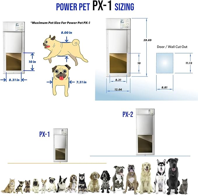 Power Pet Smart Automatic Electronic Pet Door by High Tech Pet (Patio Tall - 92½-96, Medium, Non-WiFi)