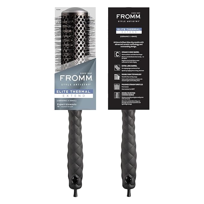 Fromm Elite Thermal Ceramic x Ionic 1.75 Inch Round Hair Brush for Expert Blowouts, Hair Drying, Extended Barrel for Anti-Static Styling, Smoothing, Straightening, and Shine, Ideal for Short Hair