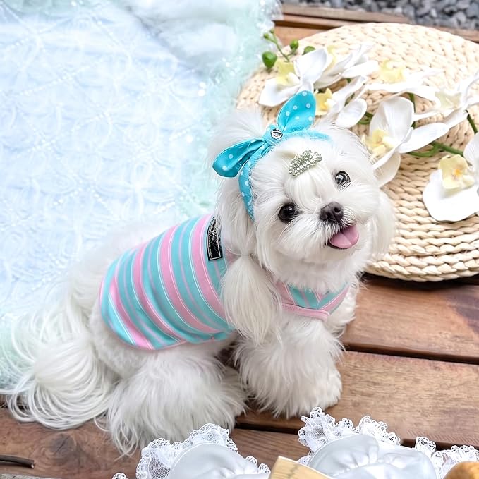 Soft Striped Dog Shirt, Cozy Warm pet Vest for Small Medium Dogs, Classic Puppy cat Clothes for Indoor Outdoor Outfits