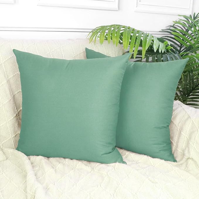 Thmyo 4-Pack 100% Cotton Comfortable Solid Decorative Throw Pillow Case, Square Cushion Cover Pillowcase Sublimation Blank Pillow Covers DIY Throw Pillowcase for Sofa(20x20 inch/ 50x50cm,Mist Green)