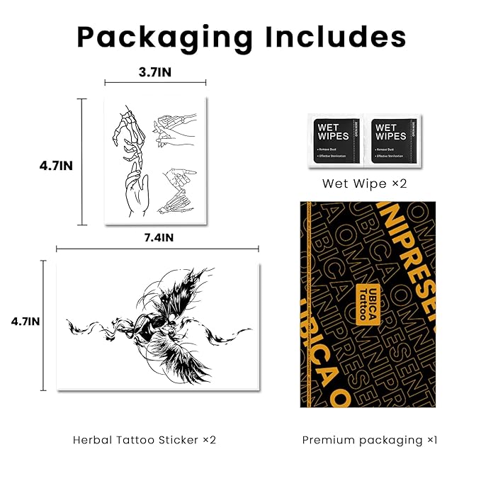 Semi Permanent Tattoos, 2 Sheets Realistic Large Angel VS Devil Couple Temporary Tattoos for Men Women Adults Back Arms Calf, 2 Weeks Fake Tattoos, Waterproof and Non-Reflective, Unique Design