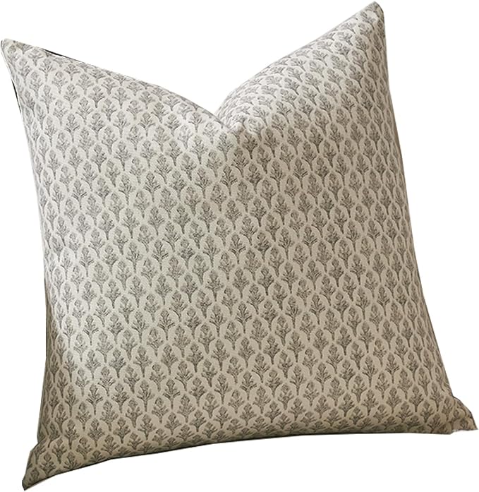 FIOUOVO Floral Pillow Covers 18x18 Pillow Cover Block Print Couch Pillows for Living Room Decorative Neutral Accent Throw Pillow Covers, 1PC, Light Taupe