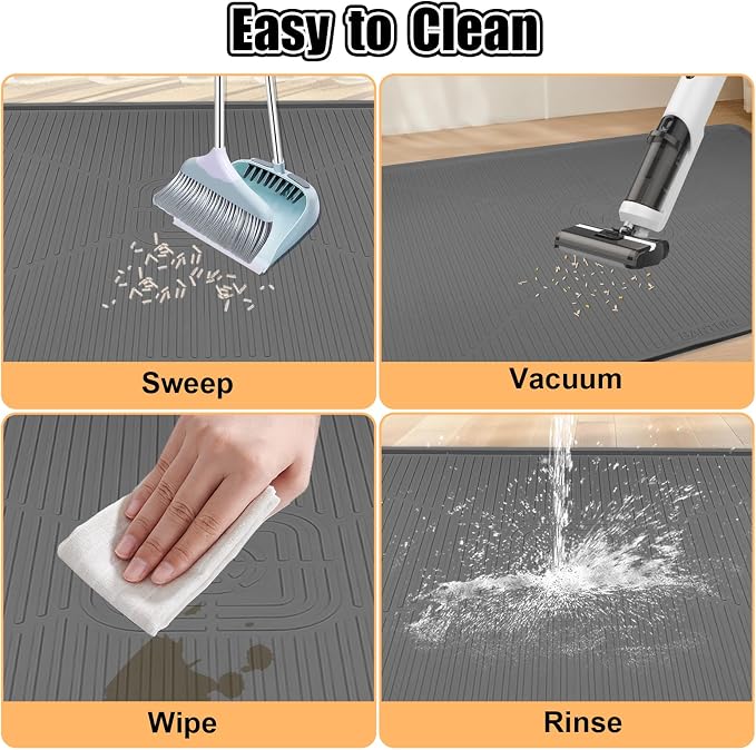 Silicone Cat Litter Mat 45" x 30" Cat Mat for Litter Box, Dark Grey | Extra Large Cat Litter Trapping Mat for Floor, Waterproof, Non-Slip Kitty Litter Box Mat with Raised Edge, Easy to Clean