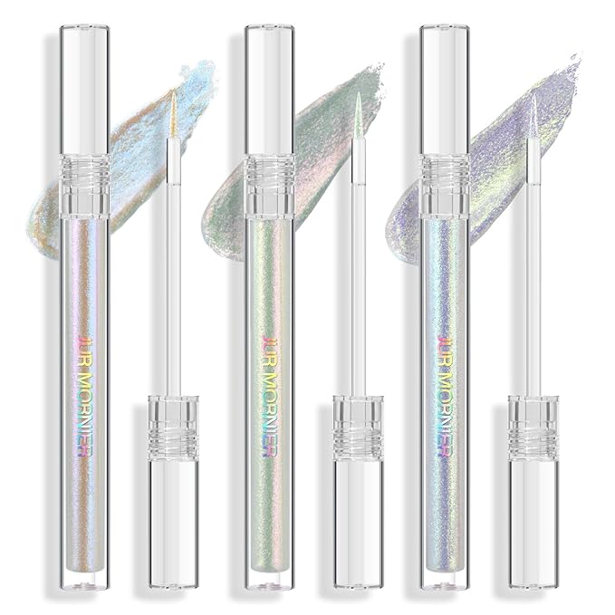 Multichrome Liquid Eyeshadow Set,3PCS Multi-Dimensional Fairy Makeup,High Pigment Waterproof Aurora Eye Shadow,Ultre Fine Tip Glitter Eyeliner (01 Aurora+02 Twilight+03 Moonbow)