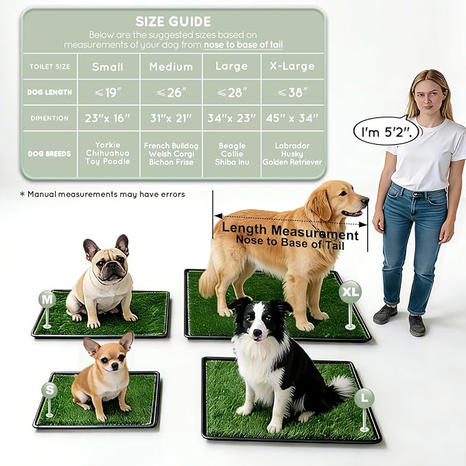HQ4US Dog Grass Pad with Tray, Odor Free Grass Pee Pad for Dog Litter Box | Large Dog Potty Tray with Grate, Artificial Grass Fast Drainage, Hemmed Edge, Realistic, Fake Grass for Indoor Balcony