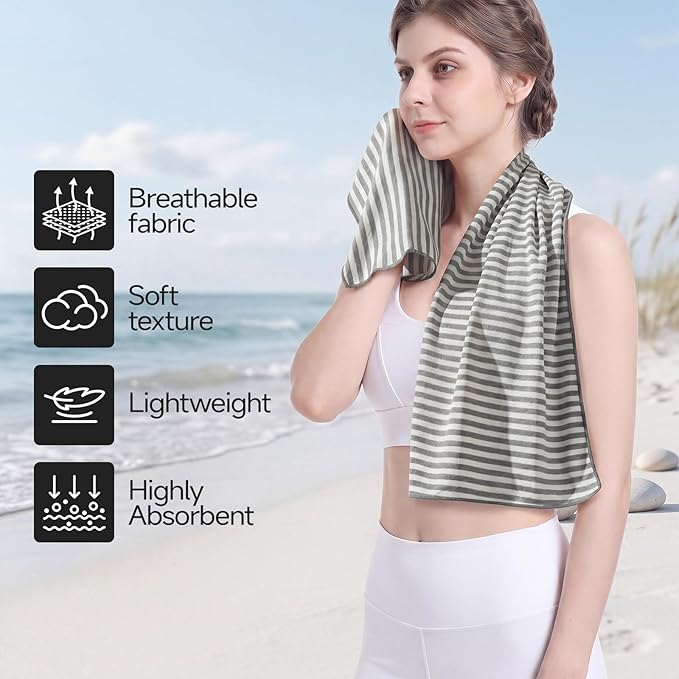 RDEKISS 4 Pack Cooling Towels for Hot Weather (40"x12"), Ice Cool Neck Towel, Soft Breathable Microfiber for Gym, Sport, Running, Yoga, Workout - Gray