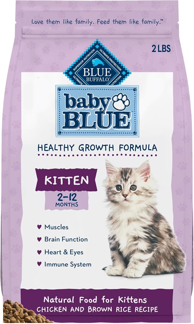 Blue Buffalo Baby Blue Chicken Kitten Natural Dry Cat Food, 2 lb | Real Chicken #1 Ingredient Plus Brown Rice, with DHA for Cognitive Development, Antioxidant-Rich LifeSource Bits