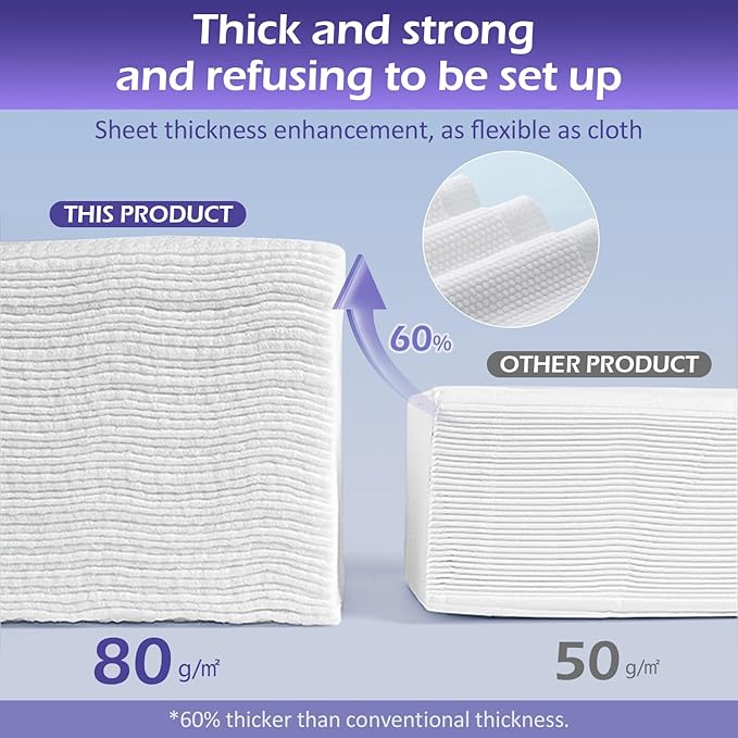 Disposable Face Towel 100 Count, Face Towels, Soft Cotton Dry Wipes Facial Cloths Towelettes for Washing and Drying, Facial Tissue for Cleansing, Skincare and Makeup Remover