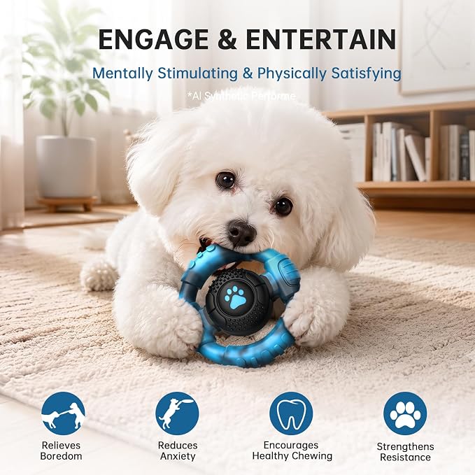 Pamlulu Small Dog Chew Toy, Tough Squeaky Puppy Chew for Small Breeds, Rubber and Nylon Design, Indoor and Outdoor Play, Birthday Gift