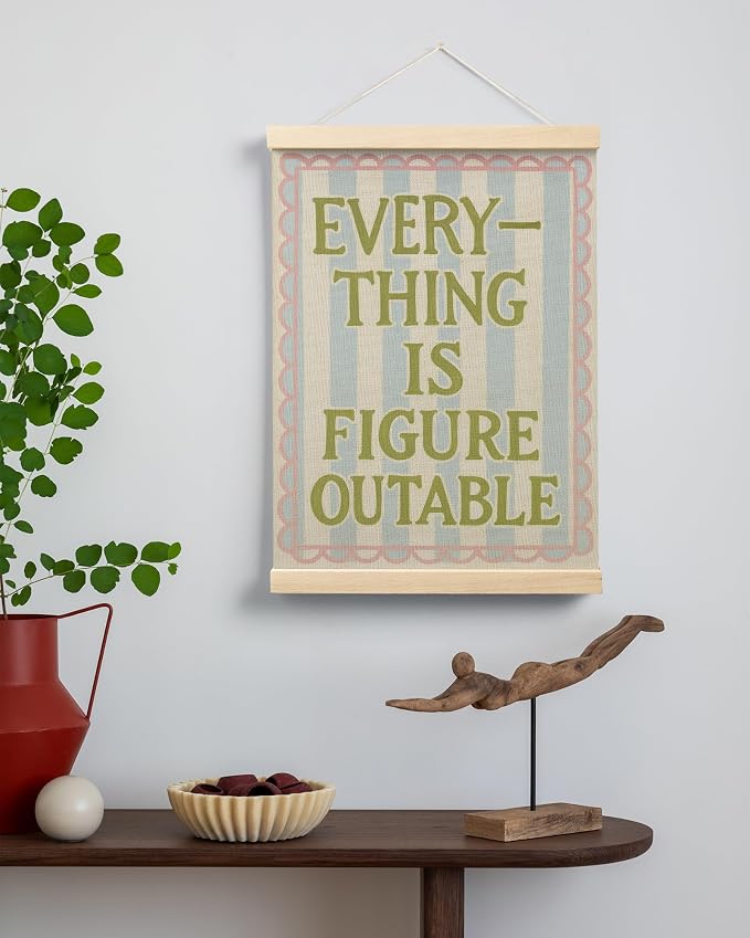 FGFK Everything Is Figureoutable Wall Art Poster Hanger Frame, Motivational Office Decor, Dopamine Positive Affirmations Canvas Prints Framed Wall Decor for Girls Bedroom College Dorm, 12x16 Inch
