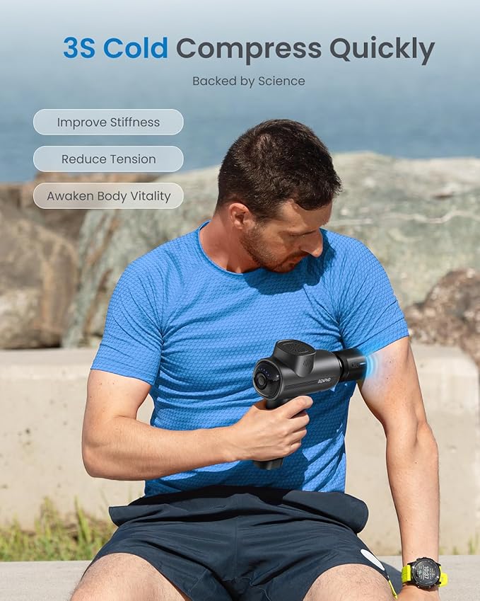 RENPHO Massage Gun Deep Tissue, Back Massager Therapy with Carry Case, Percussion Body Masajeador for Men Women Athletes Back Upgrade, Active Thermacool
