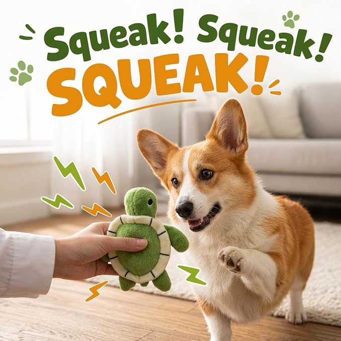 Hollypet Squeaky Hide and Seek Dog Toys for Small and Medium, 4 Turtles