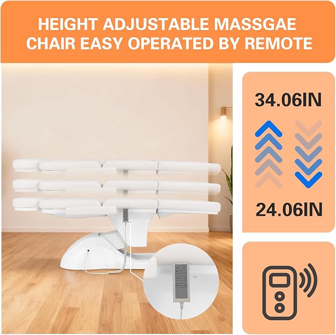 Electric Tattoo Chair with 3 Motors for Esthetician, Height Adjustable Facial Bed for Client, 660Lbs Capacity Facial Massage Bed for Beauty Spa