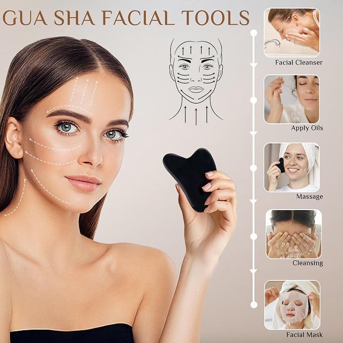 Hot Stones for Massage Essential Basalt Massage Stones Gua Sha Facial Tools, Massage Tools for Professional or Home SPA, Relaxing, Healing, Pain Relief
