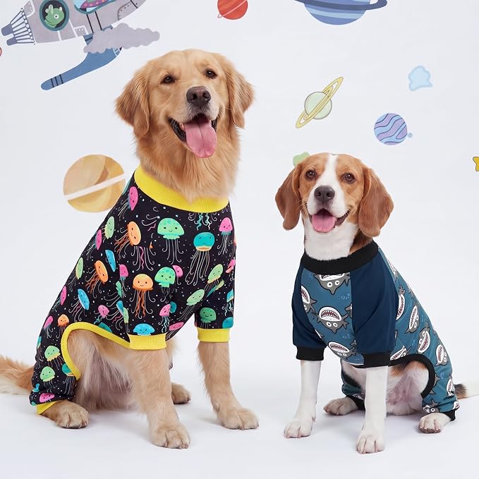XPUDAC Dog Pajamas Clothes for Small Dogs Boy, Doggie Pjs Puppy Onesies Outfits Pet Clothes Christmas Pajamas, 4 Styles (Universe, XXXXX-Large)