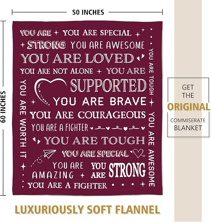 Blanket Gifts for Women Men- Inspirational Get Well Blanket | Feel Better After Surgery Gifts for Him Her, Thinking of You Birthday Gift for Mom Grandma Aunt Sister Friend, 60'' x 50''