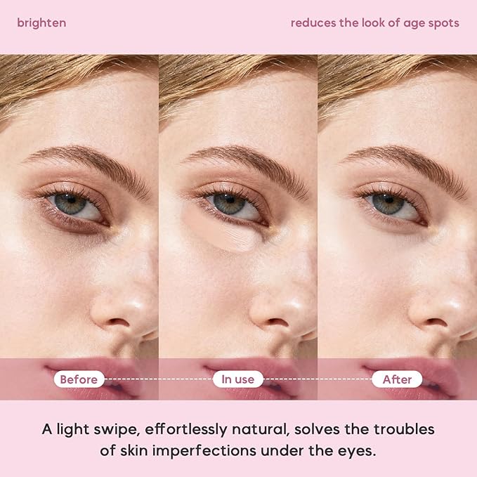 2Pcs Full Coverage Makeup Set: Under Eye Color Corrector & Long-Lasting Brightener for Dark Circles, Creamy Concealer to Even Skin Tone & Minimize Pores, Light Rose & Warm Nude
