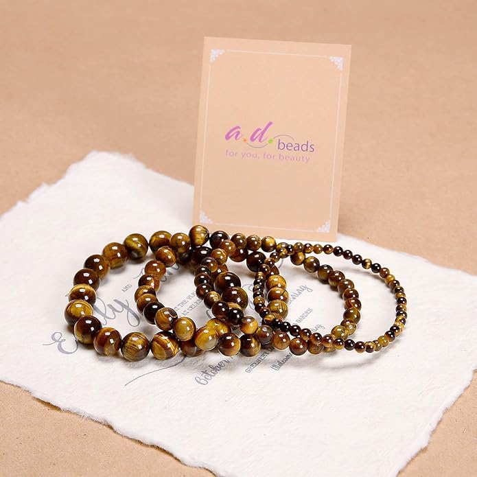 AD Beads Handmade Gemstone Stretch Elastic Bracelet Crystal Healing Reiki Nature's Beauty and Spiritual Essence Unisex