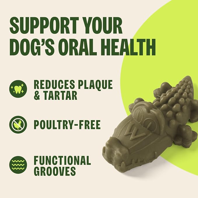Whimzees Wellness Alligator Natural Dog Dental Treat, Chews, Freshens Breath, Medium Size, 12.7 oz Bag, 12 Count