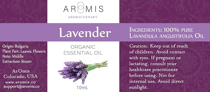 ArOmis Organic Lavender Essential Oil - Therapeutic Grade - 30ml (1 Fl Oz) 100% Pure, Premium, Undiluted, Oils Perfect for Aromatherapy Diffuser