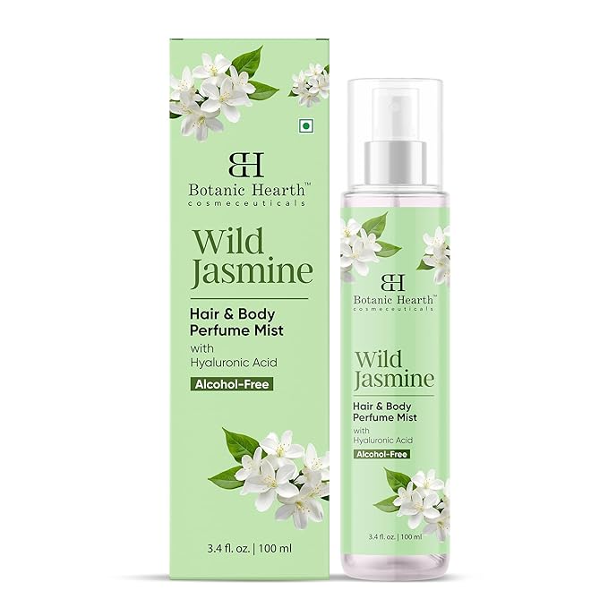 Botanic Hearth Jasmine Hair Perfume & Body Mist, Long-Lasting Hair Deodorizer & Body Scent for Women & Men, Alcohol-Free Clean Fragrance Hair Spray For Everyday Wear, All Day Freshness, 3.4 Fl Oz