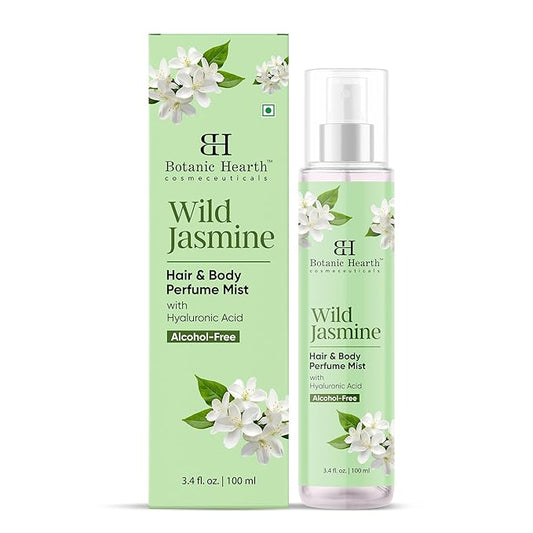 Botanic Hearth Jasmine Hair Perfume & Body Mist, Long-Lasting Hair Deodorizer & Body Scent for Women & Men, Alcohol-Free Clean Fragrance Hair Spray For Everyday Wear, All Day Freshness, 3.4 Fl Oz